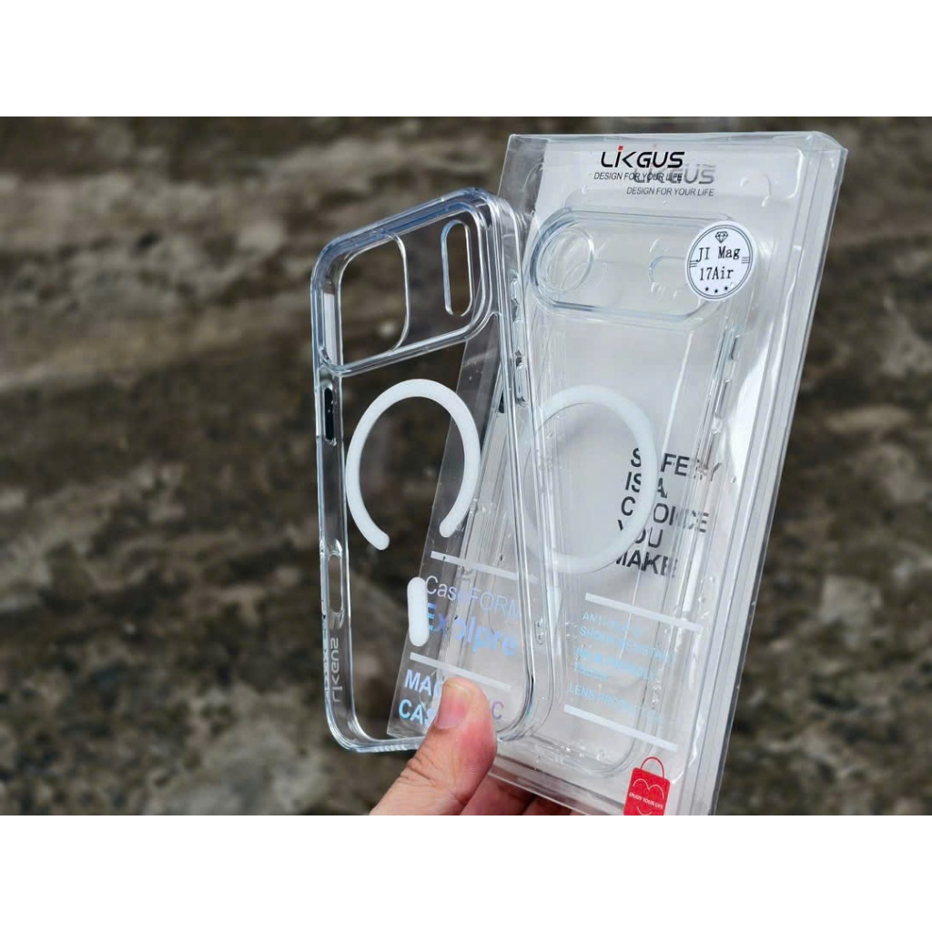 เคสชาร์จแม่เหล็กสําหรับ iPhone 16 Pro Max / 15 Pro / 17 Pro max / iP 16e/14pro max Likgus Crystal Ma