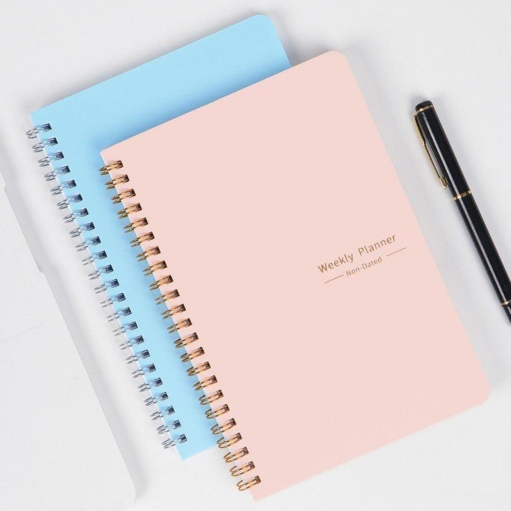 A5 English Weekly Planer Minimalist Design Macaron Spiral Notebook 52 แผ่น 80g/M2 หน้าด้านใน G
