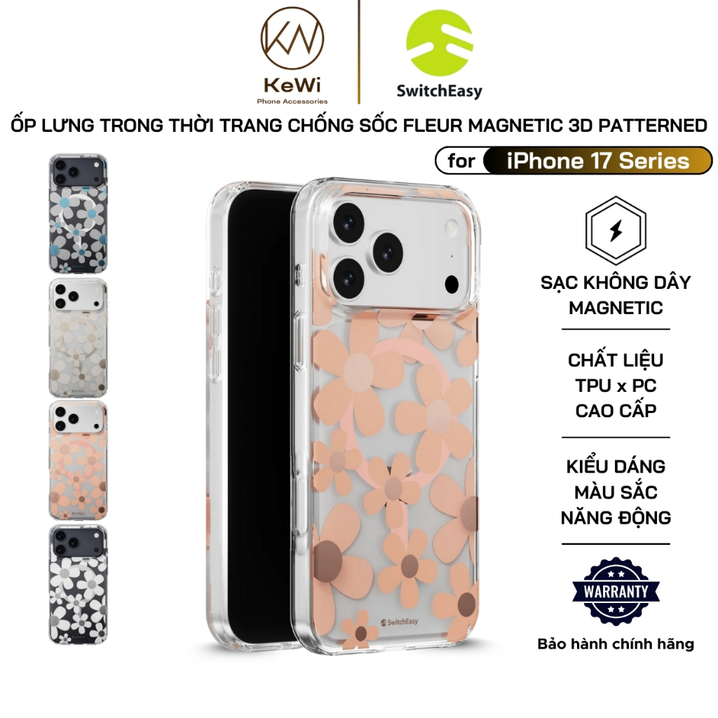 SwitchEasy Fleur M 3D Case สําหรับ iPhone 17 Pro Max / 17 Pro / 17 Air / 17, เอฟเฟกต์ 3D แฟชั่น, กัน