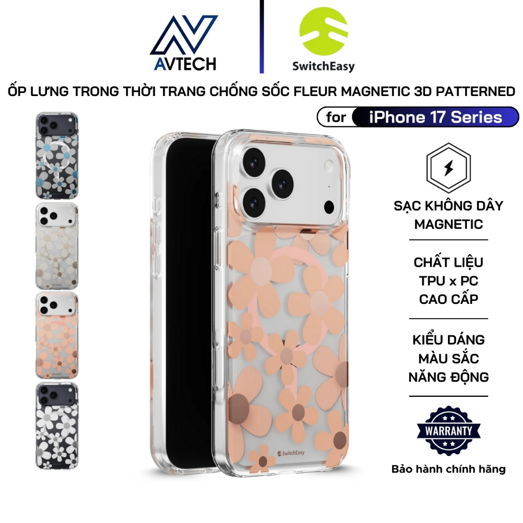 SwitchEasy Fleur M 3D Case สําหรับ iPhone 17 Pro Max / 17 Pro / 17 Air / 17, เอฟเฟกต์ 3D แฟชั่น, กัน