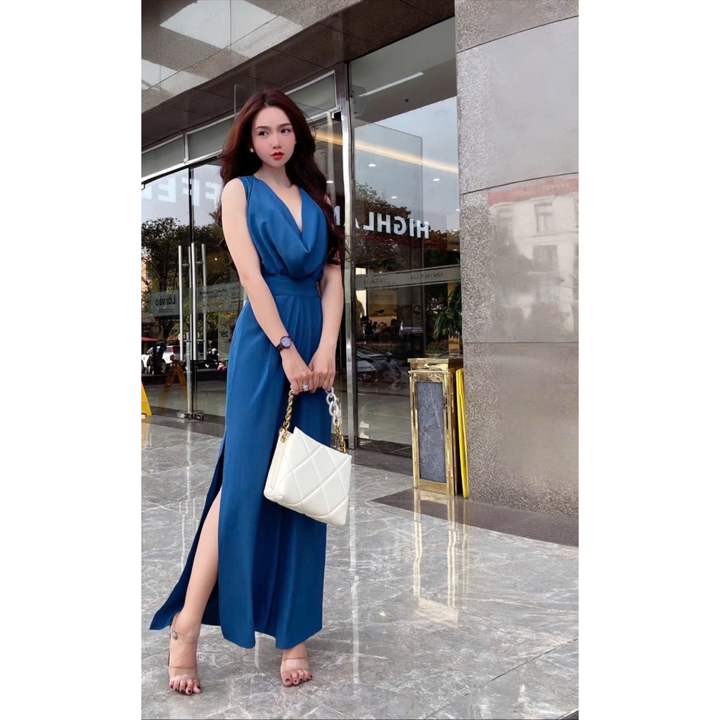 HTB STORE - ชุด MANGO COLLAR พร้อมกางเกง WIDE-LET HIGH-SLIT