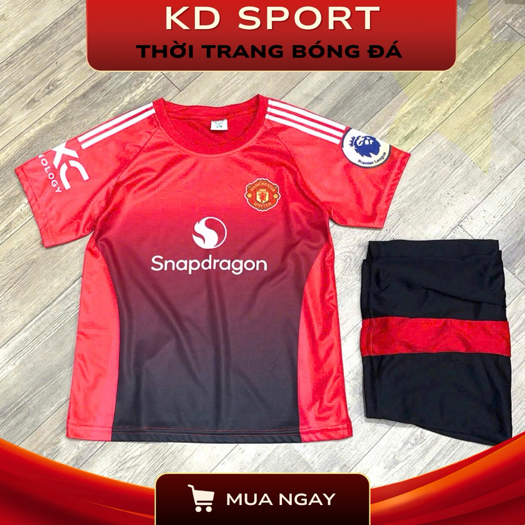 [WITH NAME + NUMBER PRINTED] ชุดฟุตบอลเด็ก RED MU SNAP ผ้าคอตตอนจาก 8Kg - 50Kg