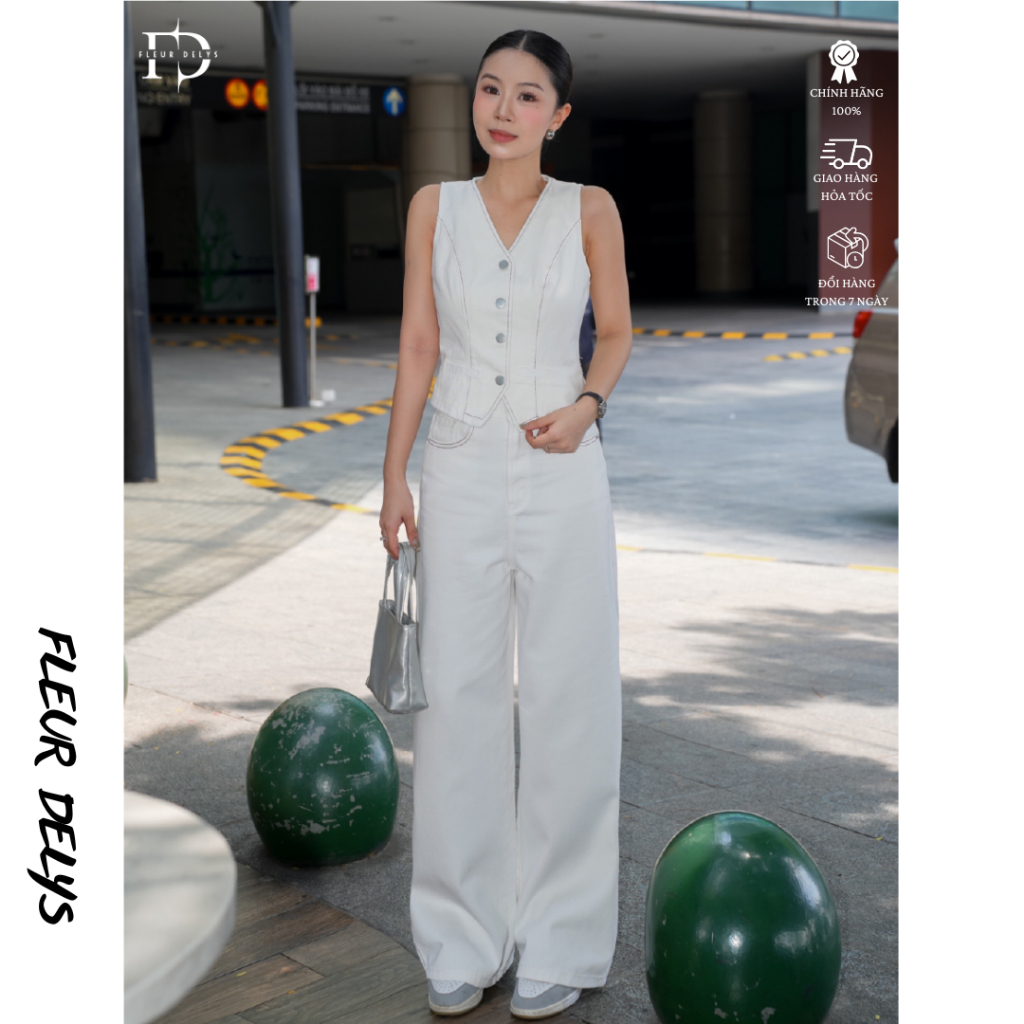 Fleurdelys Womens Cowboy Gile Set สีขาวด้ายแดง DLBO167