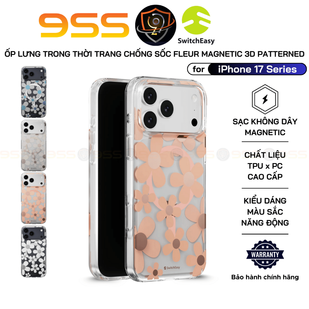 SwitchEasy Fleur M 3D Case สําหรับ iPhone 17 Pro Max / 17 Pro / 17 Air / 17, เอฟเฟกต์ 3D แฟชั่น, กัน