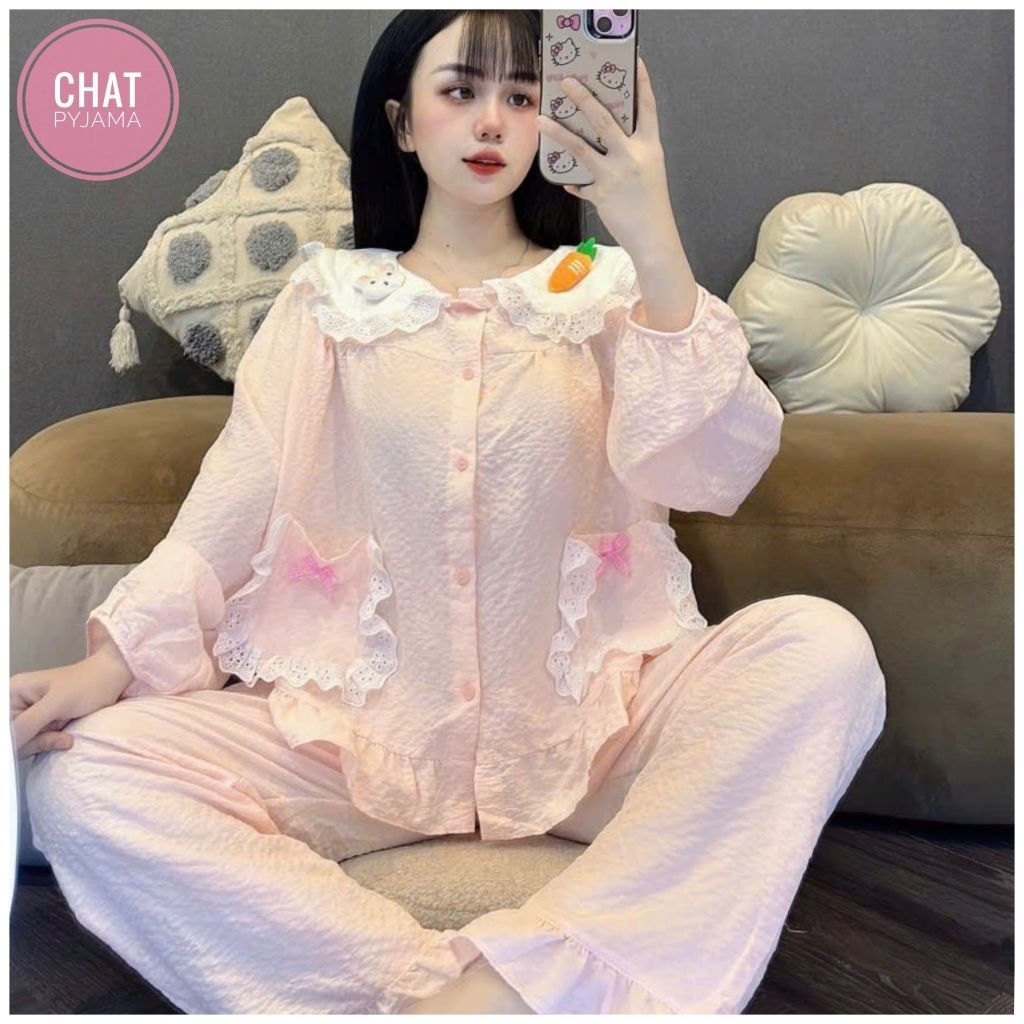 Super Hot Cr Rabbit Pajama Set มีกระเป๋าลูกไม้ 2 ใบ ขนาดโฟมสีนุ่ม (40-60)kg DD45