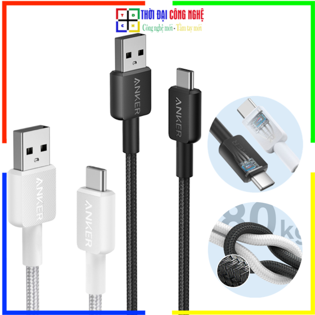 สายชาร์จ Anker 322 Type C ยาว 0.9 ม. - A81H5 ทนการดัดได้มากกว่า 12000 ครั้ง 18 เดือน