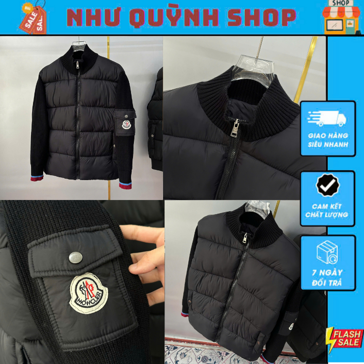 MCL เสื้อแจ็คเก็ตกันหนาวสําหรับผู้ชายพร้อมผ้าวูล, เสื้อชูชีพคอปกถักและกระเป๋ามือโลโก้ไก่