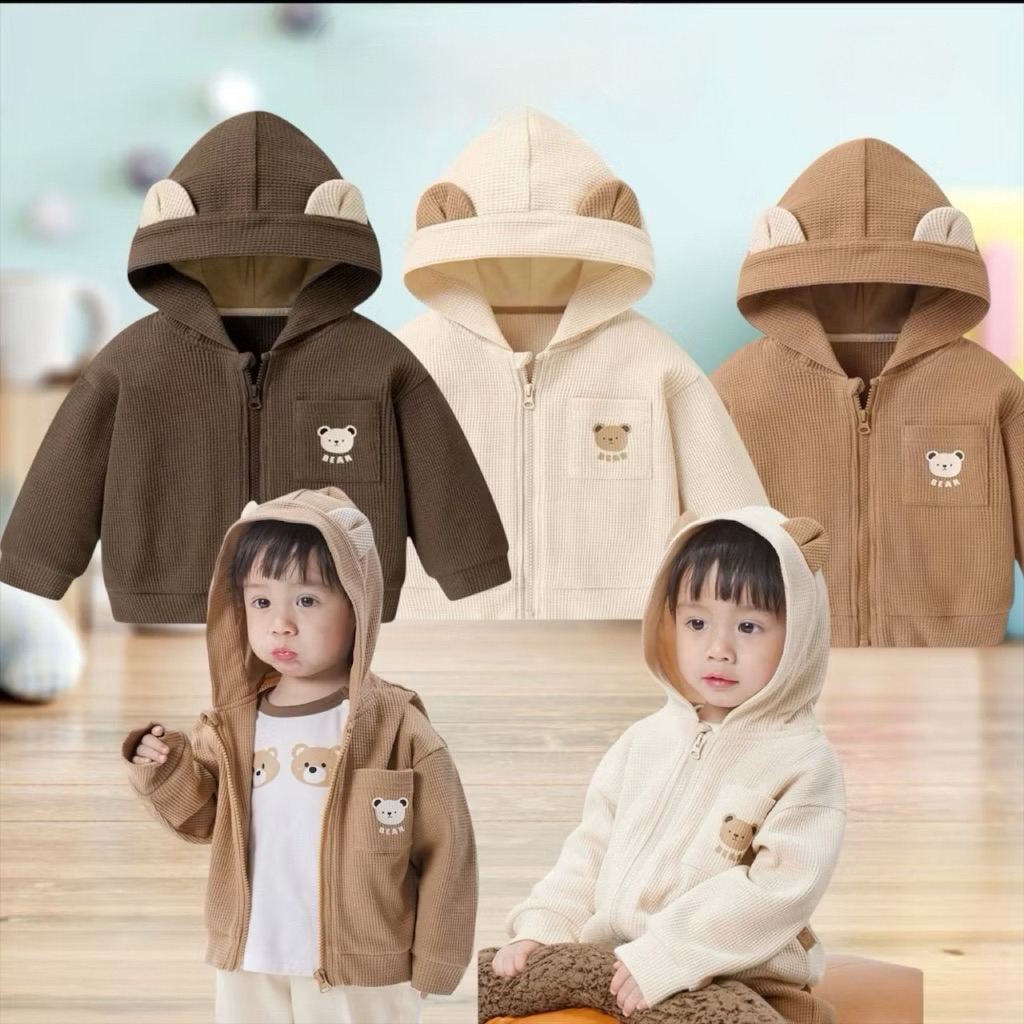 CUTE 2-COLOR BEAR JACKET เสื้อแจ็คเก็ตเด็กพร้อม HONEYCOMB MATERIAL สําหรับเด็ก