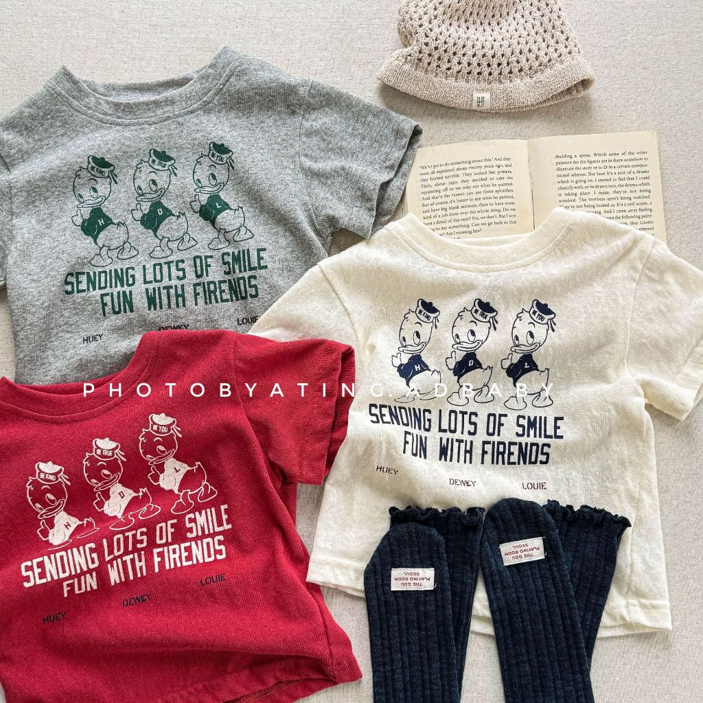 เสื้อยืดเด็กหลากหลายสีและขนาดสําหรับเด็กทารกยุค 80-150 skini kids - คอตตอน 4 ทิศทางเนื้อนุ่ม APB112