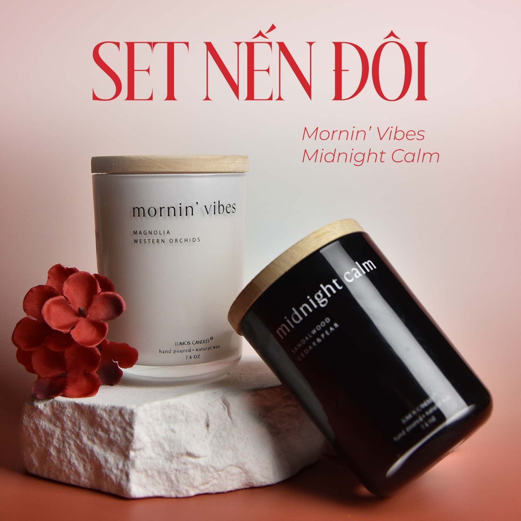 Mornin Vibes Midnight Calm เทียนคู่ ชุดจากเทียนลูมอส - ปริมาณ 7.4oz กลิ่นห้อง