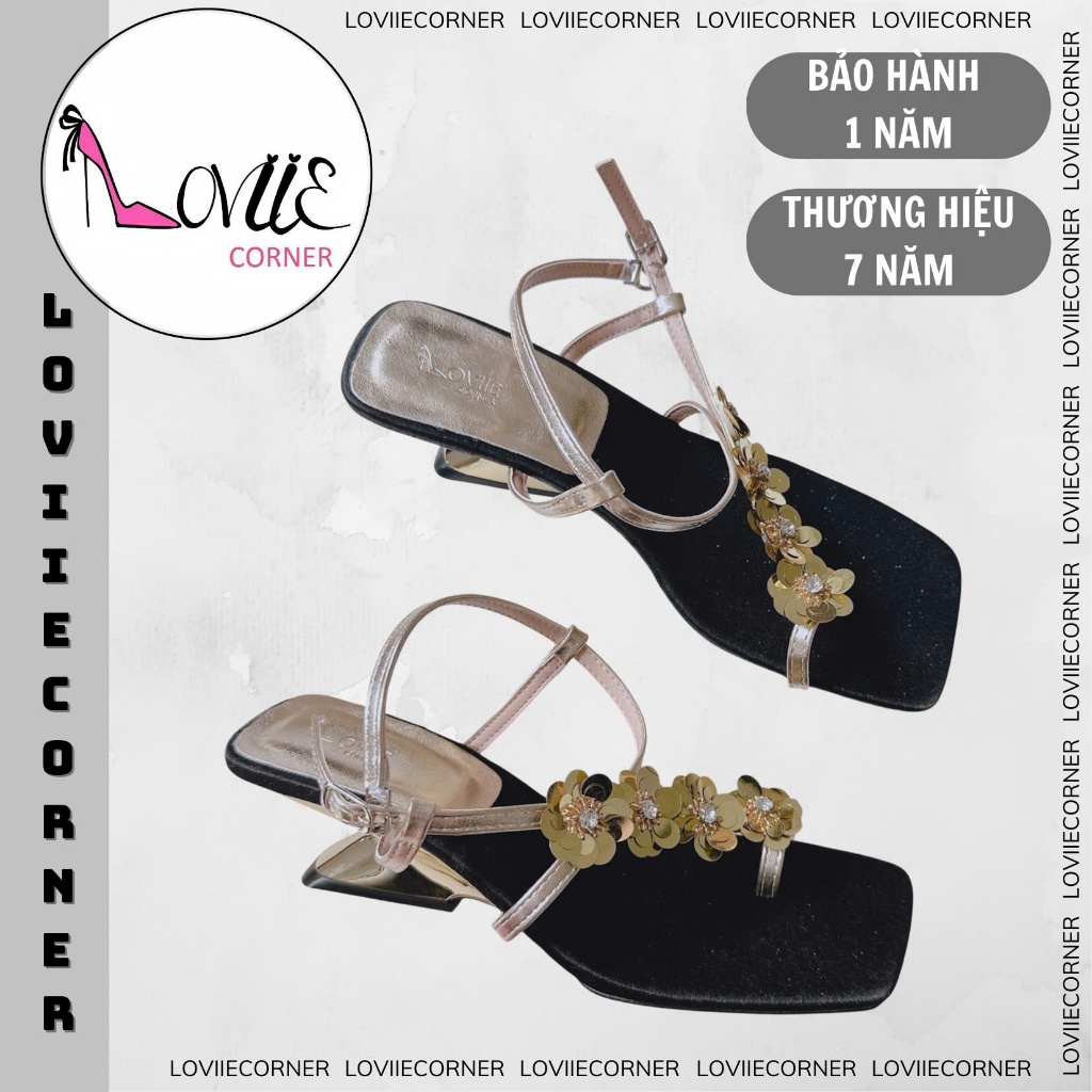 LOVIECORNER - รองเท้าส้นสูงผู้หญิงพร้อม TOE SQUARE WITH FLOWERS WITH TOE CUT WAIST 5CM - G250833 - P