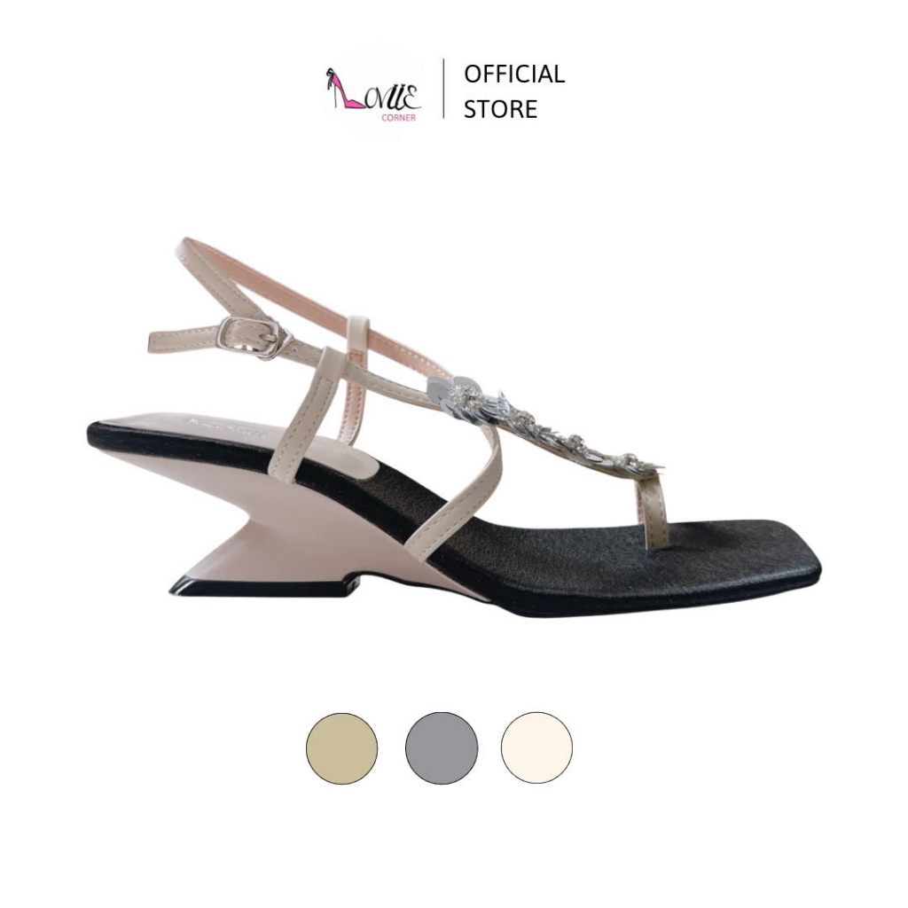 LOVIECORNER - SQUARE TOE HIGH HEEL SHOES WITH FLOWERS - รองเท้าแตะผู้หญิงสูงพร้อม TOE 5CM - G250833 