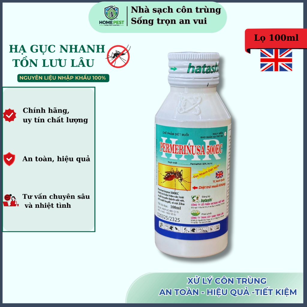 Har Permerinusa 500ec 100ml – น้ํายากําจัดยุงและแมลงที่มีประสิทธิภาพของแท้