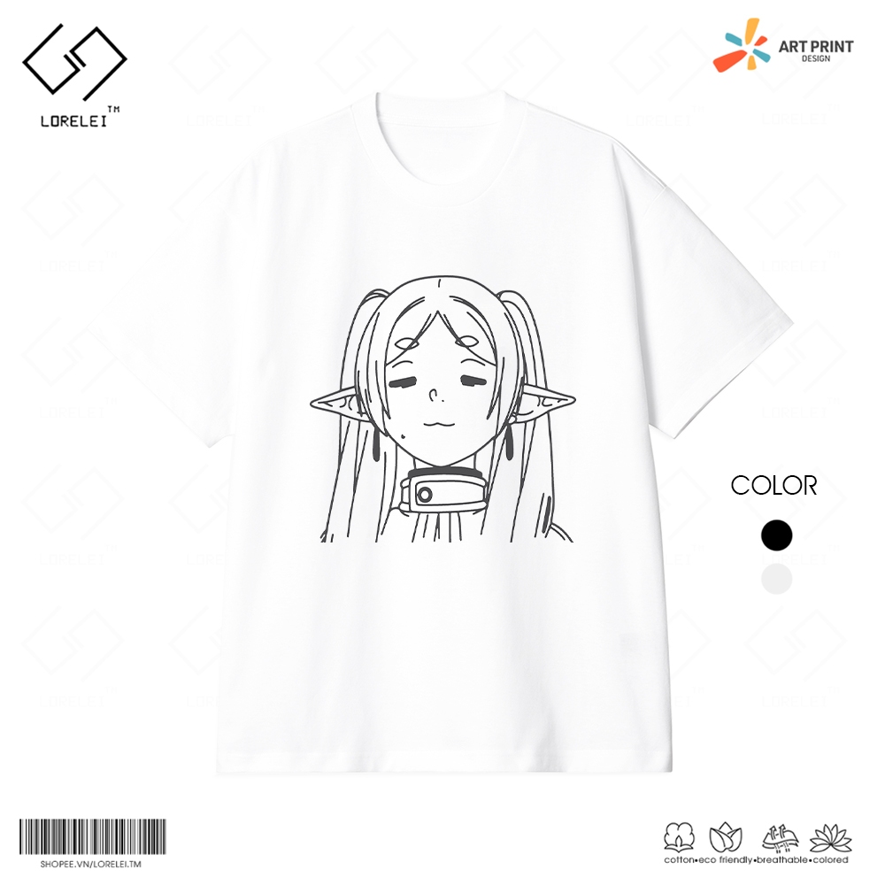Unisex Frieren: Beyond Journeys End Frieren Face Cotton เสื้อยืดแขนสั้น 100%