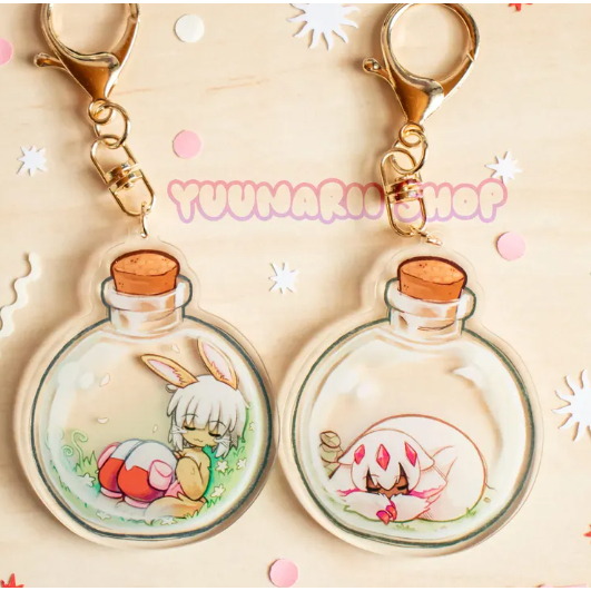 Nanachi & Faputa Bottle พวงกุญแจอะคริลิค / พวงกุญแจ Made in Abyss / ชุด 2 ชิ้น / ของขวัญพวงกุญแจสาวอ