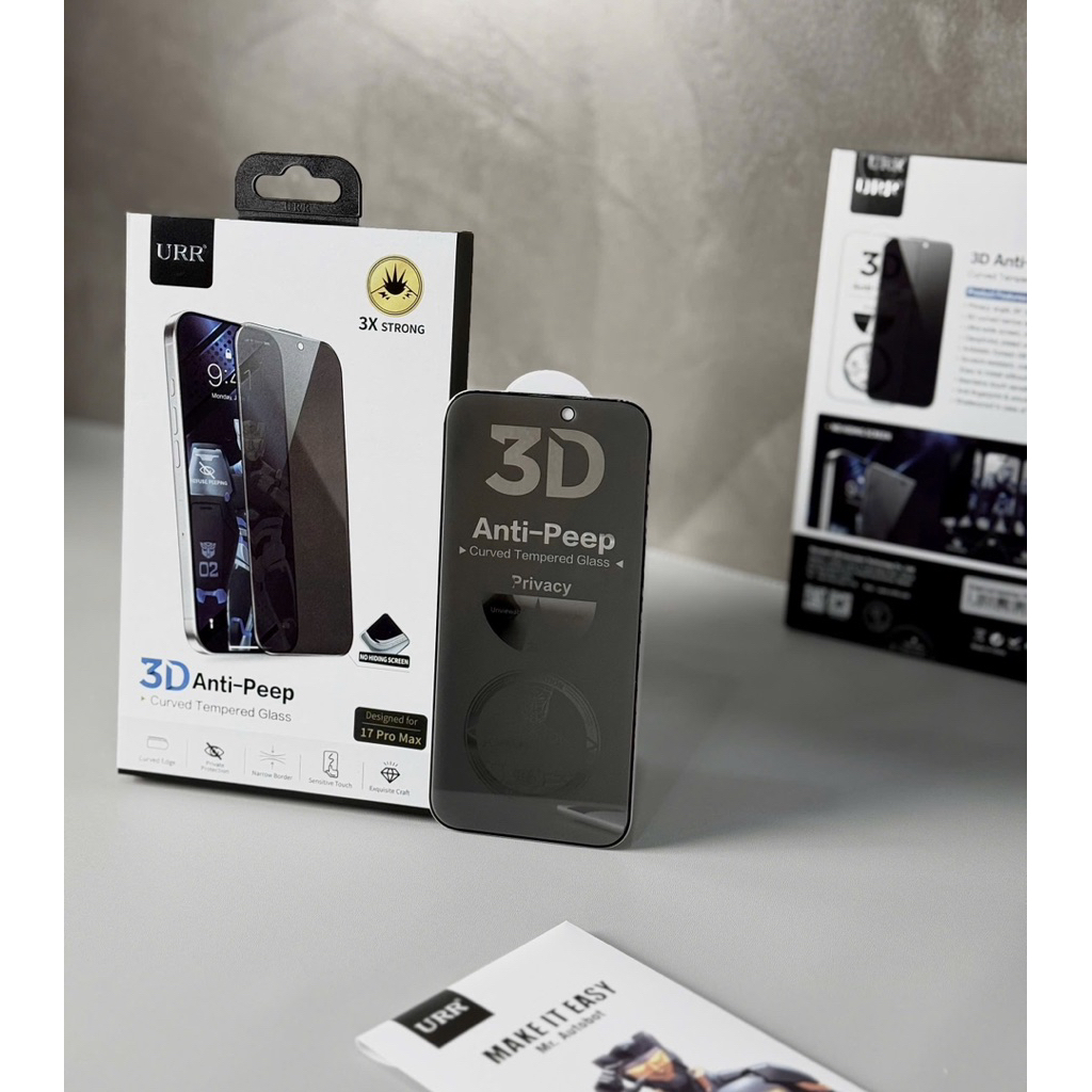 IPhine 17 Pro Max/ 16/ 15/14- AUTOBOT URR 3D กระจกนิรภัยป้องกันการแอบมอง – 3D Tempered Anti-Peeping 