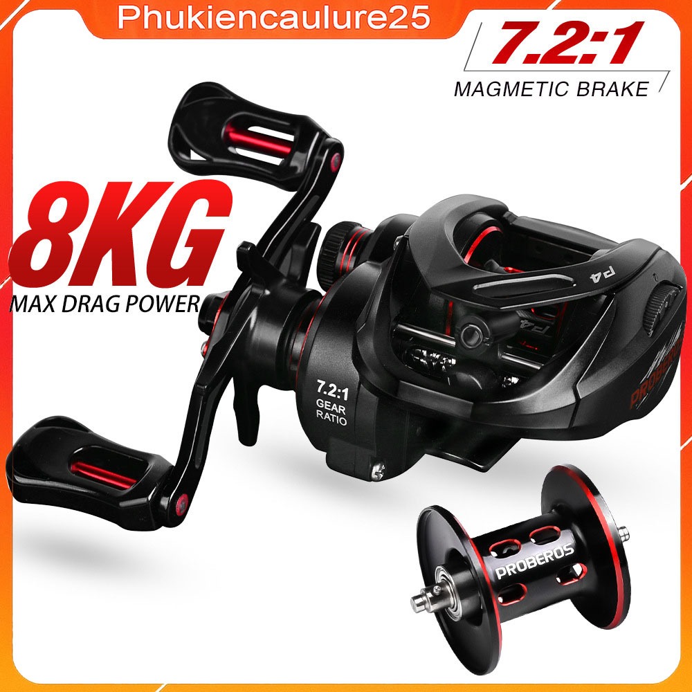 รอกตกปลาล่อคุณภาพ Proberos P4 พร้อมเทคโนโลยีญี่ปุ่น เสียง DragClick น้ําหนักเบาเป็นพิเศษ ลากสูงสุด 8