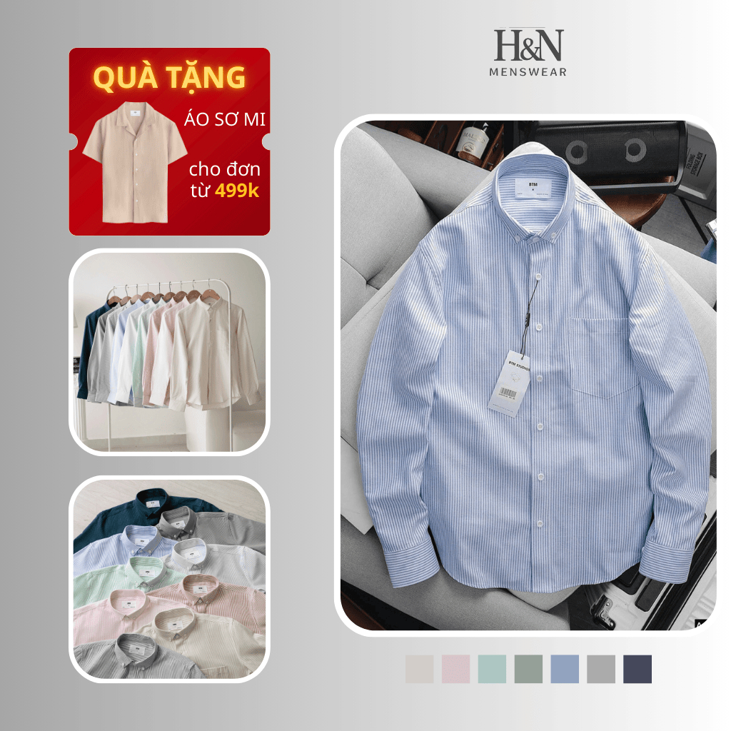 เสื้อเชิ้ต Oxford ลายสก๊อตแขนยาวผู้ชาย - คอปกปุ่มคงที่ Slimfit Form - 1.451.9 H&N