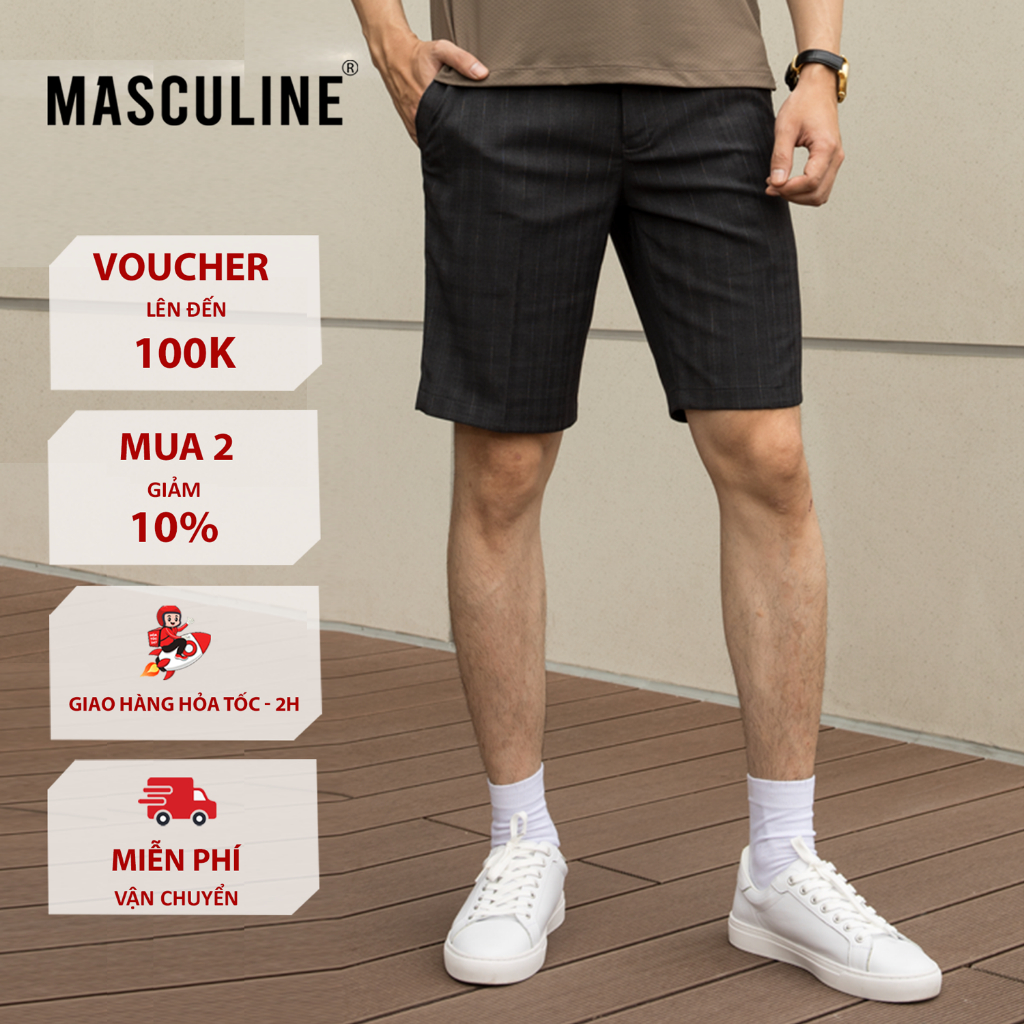 ผู้ชาย กางเกงขาสั้นลําลองผู้ชายดีไซน์ใส่สบายทรงวัยรุ่นผ้าคอตตอน-MSA24.2