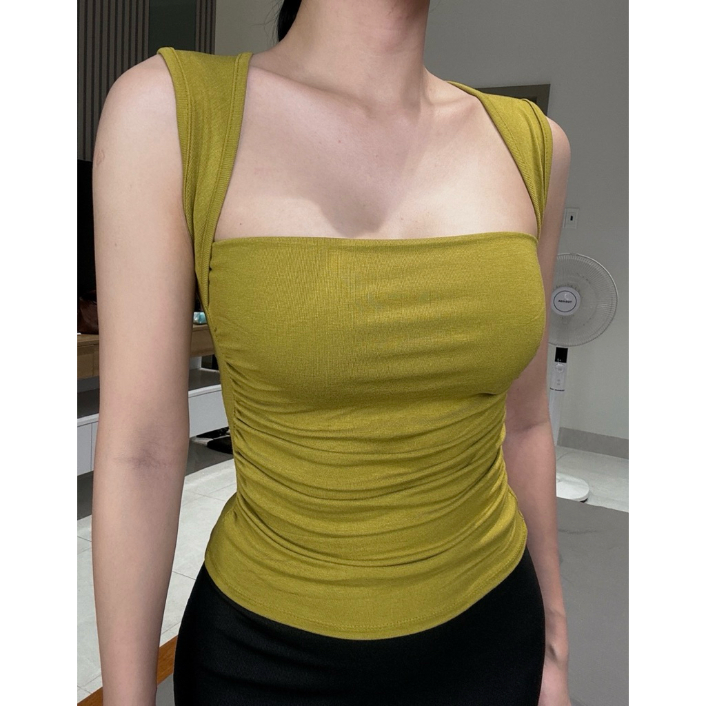 ก01-เสื้อกล้ามผู้หญิง ระบายเอว ทรงแฮ็ค ผ้าคอตตอน นิ่ม