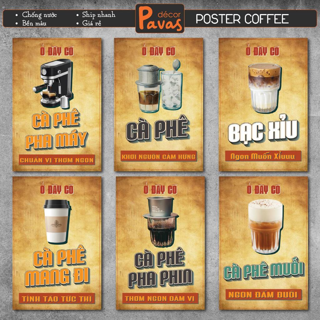 ภาพวาดโปสเตอร์กาแฟวินเทจกันน้ํา สติกเกอร์รูปลอกตกแต่ง สําหรับร้านชานม ร้านกาแฟ ร้านอาหาร ดีคิว23
