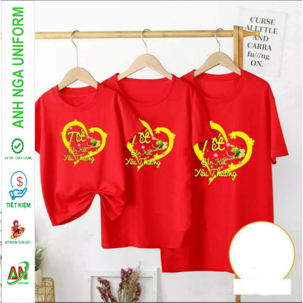 เสื้อยืด Tet 2026 ผ้าคอตตอนหนานุ่มทุกขนาด - Anh Nga Uniform