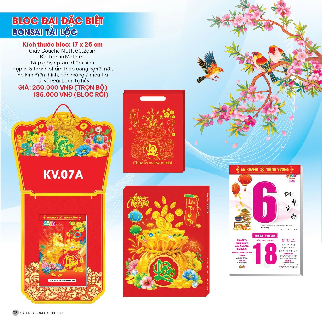 TET CALENDAR 2026 - BLOC CALENDAR SET 17x26CM - THEME: BONSAI FORTUNE - WALL CALENDAR 2026 - BLOC CA