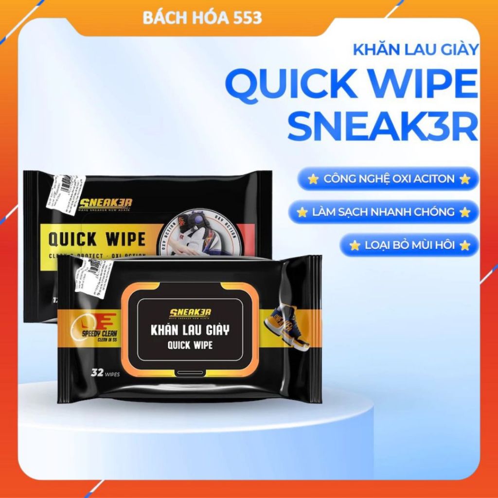 Quick Wipe Sneak3r ผ้าเช็ดทําความสะอาดรองเท้า (เทคโนโลยี Ogen Aciton)