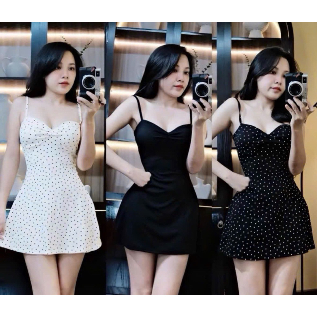 D97 [PANT INCLUDED] A-Line Two-String Bodycon Dress ทําจากยางยืดที่เนียนนุ่มก่อนฟอง
