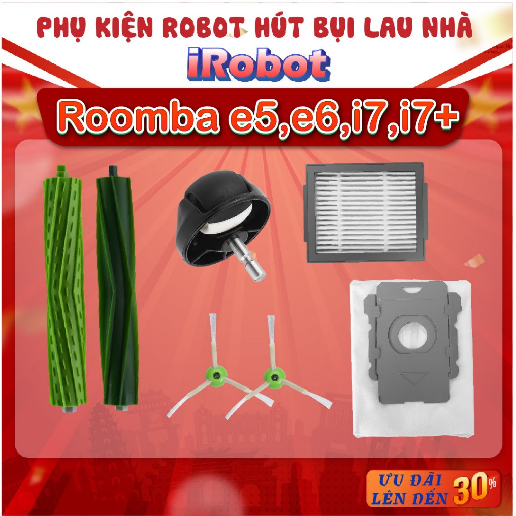 IROBOT ROOMBA E5/ E6/ I7/ I7+ อุปกรณ์เสริมเครื่องดูดฝุ่นหุ่นยนต์ iROBOT คุณภาพ - ถุงขยะ แปรง ล้อ...