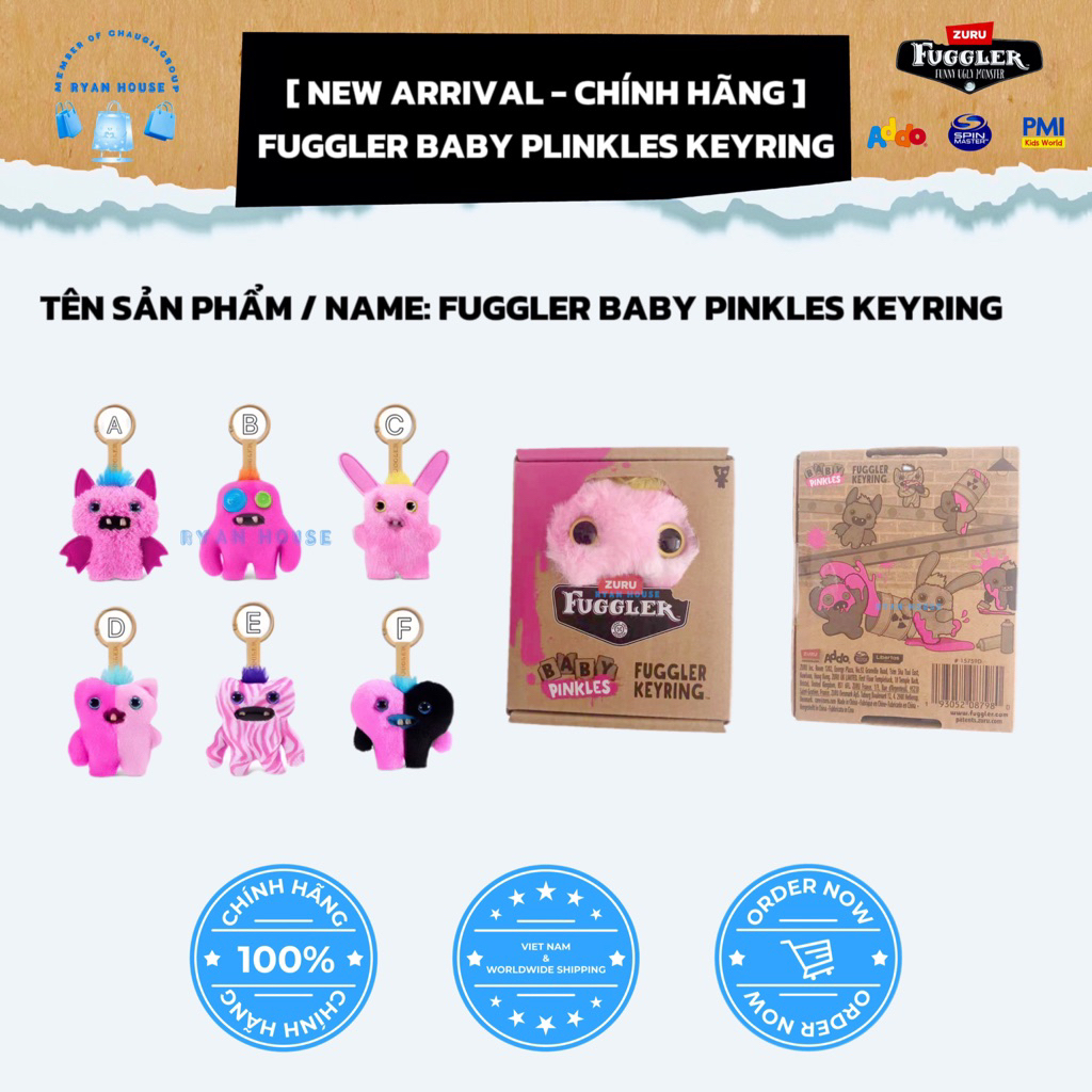 [ สินค้ามาใหม่ - ของแท้ ] FUGGLER BABY PINKLES KEYRING