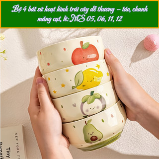 Bộ 4 bát sứ hình trái cây dễ thương dùng ăn cơm, mì