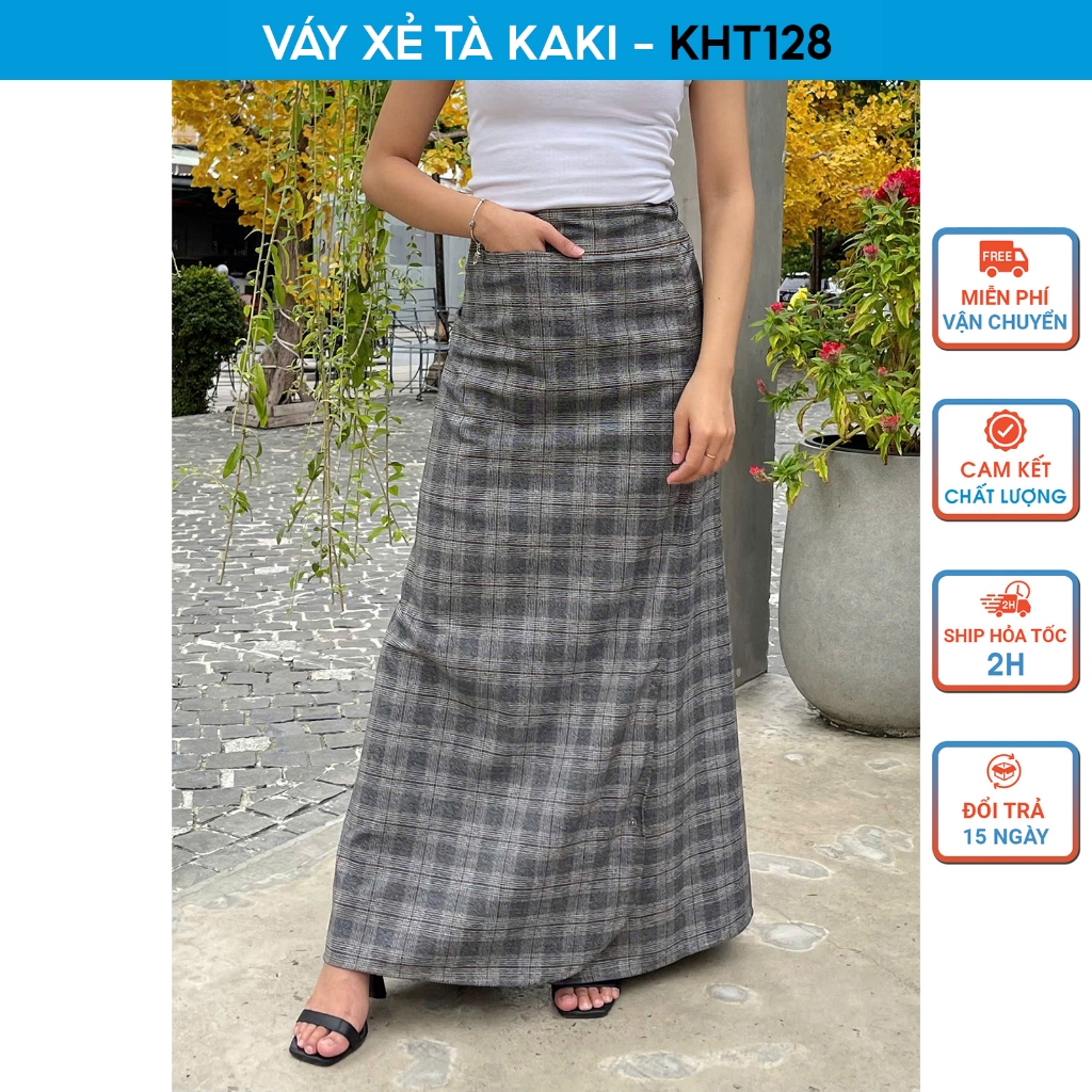 KHT128 เดรสกันแดดผ่าสีกากี ผ้าคอตตอนเนื้อนุ่ม เย็นสบาย มีกระเป๋าและกระดุมขา H&T FASHION