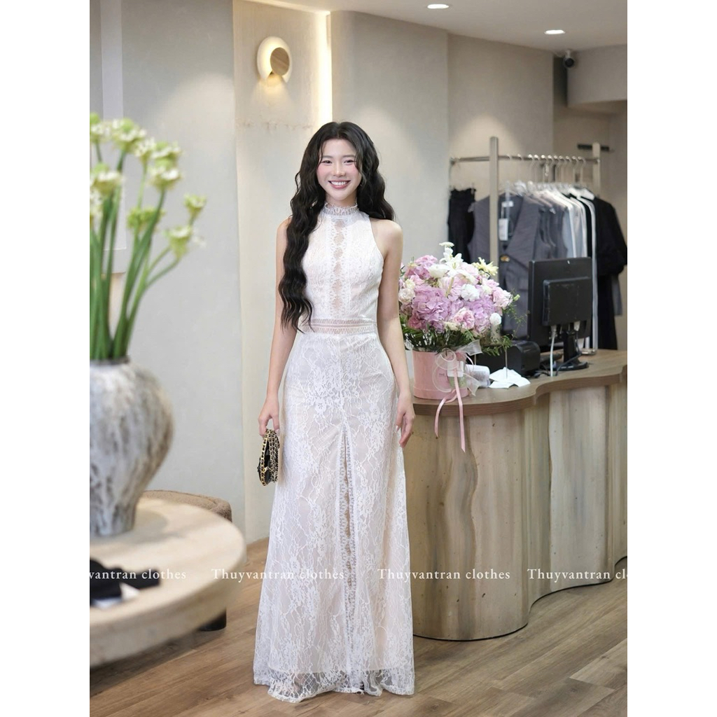 ชุดเดรสคอปกลูกไม้ BAGEO TVT