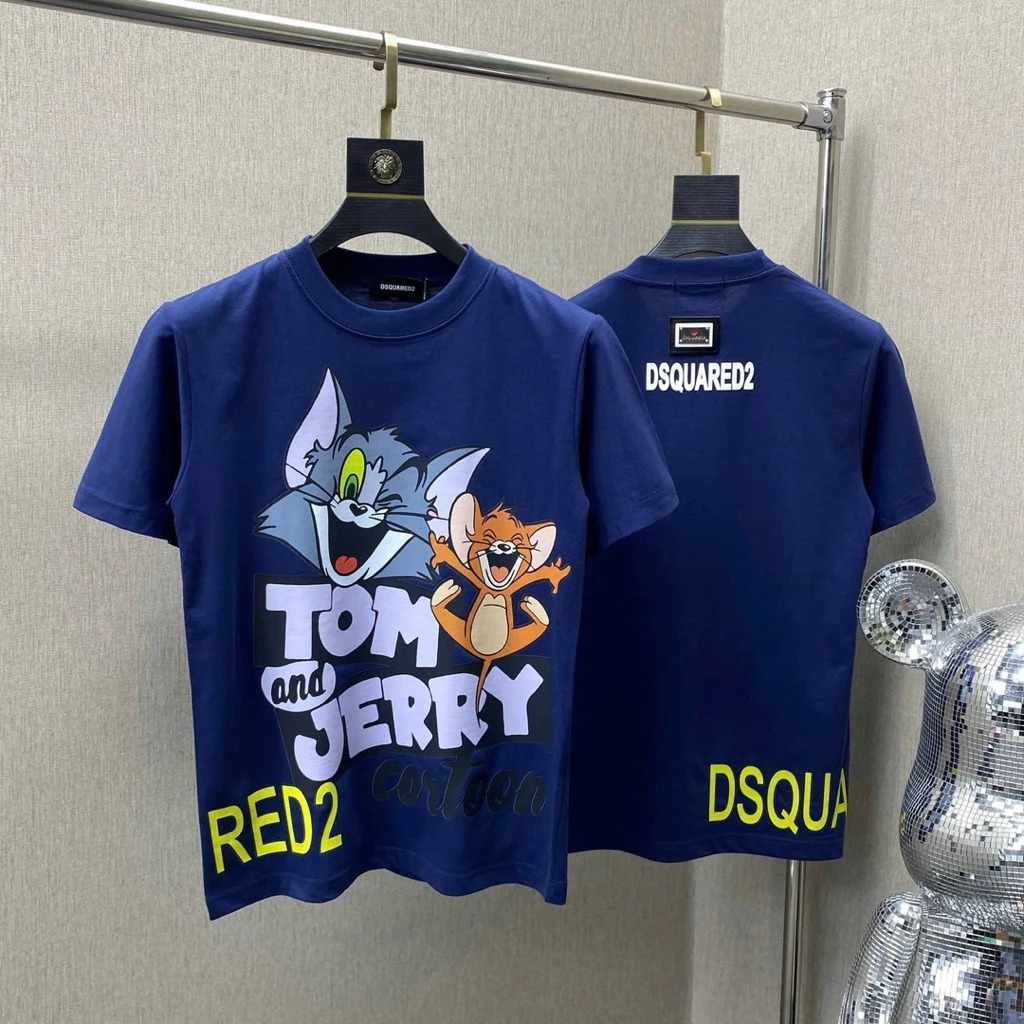 Dsquared2 Tom And Jerry Street Boy เสื้อยืดผู้ชายคอกลมแขนสั้นผ้าฝ้ายคุณภาพสูงสําหรับผู้ชายและผู้หญิง