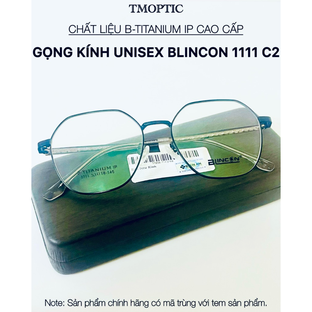 กรอบแว่นตา Blincon 1111 C2 | กรอบหกเหลี่ยม Stylized B-Titanium IP Unisex