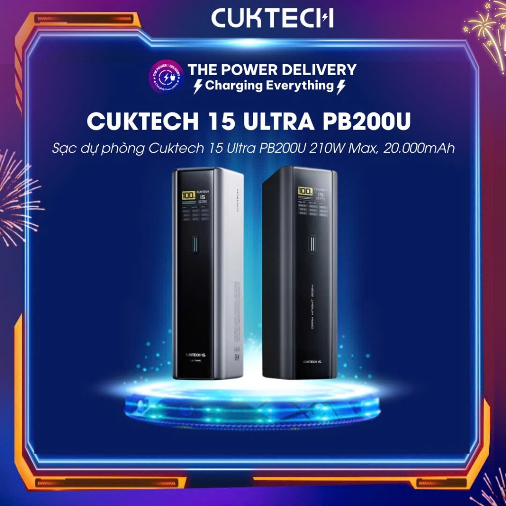 Cuktech 15 Ultra PB200U แบตสํารอง ความจุ 210W Max ความจุ 20,000mAh - 18 เดือน