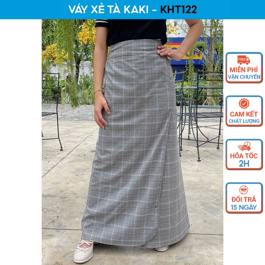 KHT122 เดรสกันแดดผ่าสีกากี ผ้าคอตตอนเนื้อนุ่ม เท่ๆ มีกระเป๋าสะดวกและกระดุมขา H&T FASHION