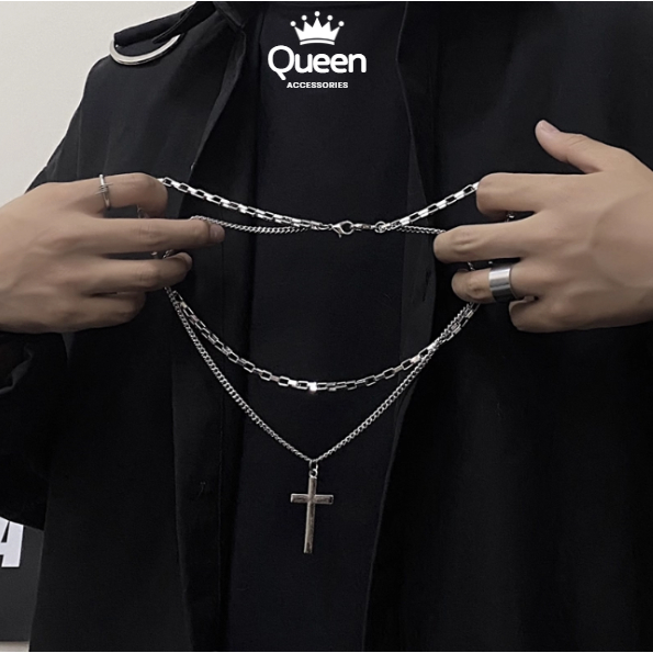 สร้อยคอ 2-Strand เหล็กไทเทเนียม Unisex สร้อยคอสตรีทฮิปฮอปสไตล์ยุโรปและอเมริกา 143