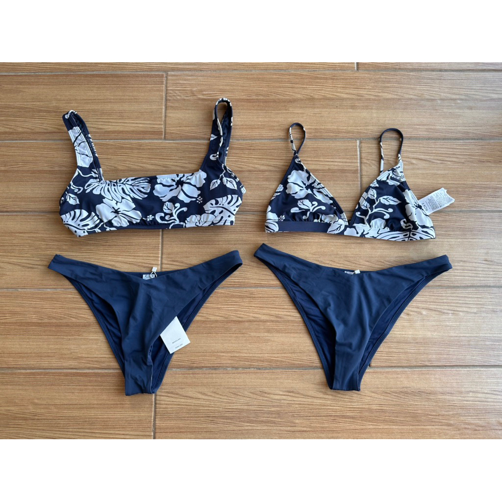 [Size M] ชุดว่ายน้ําบิกินี่ surplus mix & match ของแท้ Roxy and Oysho - บุนวม - สีกรมท่า - อ่านคําอธ