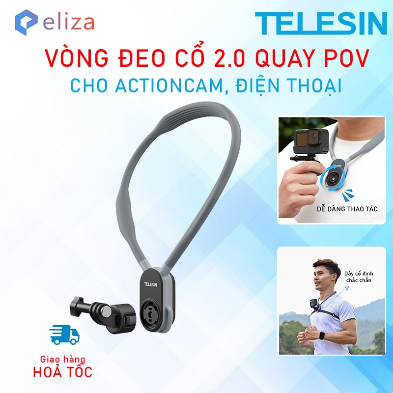 Quick Operation POV การบันทึกสายคล้องคอ 2.0 สําหรับ Gopro / DJI / Insta360 / โทรศัพท์ - Telesin S2-H