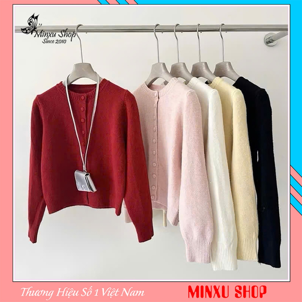 เสื้อสเวตเตอร์คาร์ดิแกนติดกระดุมสีทึบสําหรับผู้หญิงที่หุ้มด้วย QC Minxu Shop TA66