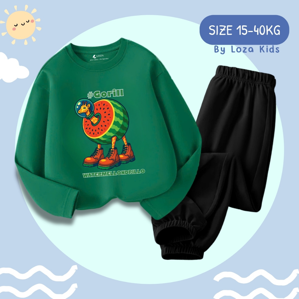 Brainrot Watermellondrillo ชุดฤดูใบไม้ร่วง-ฤดูหนาวสําหรับเด็กผู้ชาย - ชุดแขนยาวสําหรับเด็กอายุ 15-43