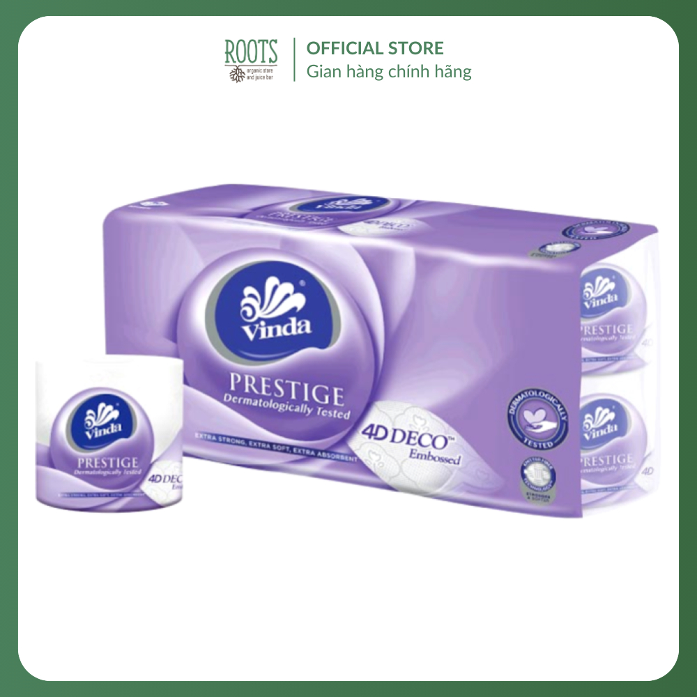 VINDA - กระดาษชําระพิมพ์ลาย 3 ชั้น, Prestige, 4D Deco Embossed Toilet Roll Paper, 8 ม้วน