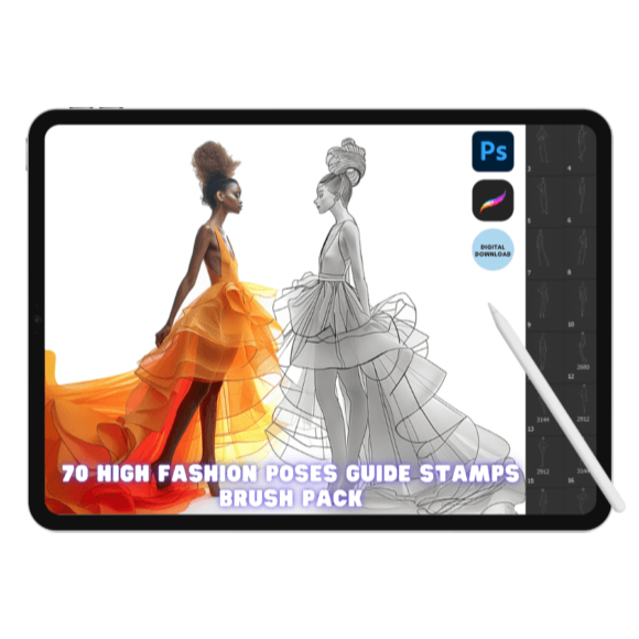 SET 100 FASHION BRUSHES – สําหรับ PROCREATE & PHOTOSHOP