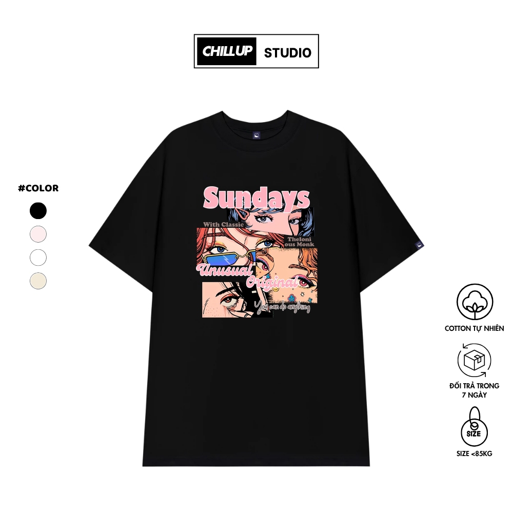 Oversize ChillUp Studio BST77 เสื้อยืดอะนิเมะพิมพ์อินเทรนด์ผ้าฝ้ายนุ่มสําหรับผู้ชายและผู้หญิงแขนหลวม