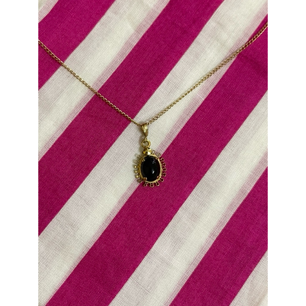 สร้อยคอทองคําหนุ่มแกะสลัก 1/20 k12gp ของญี่ปุ่น ติดปะการังสีดํา ยาว 46 ซม.