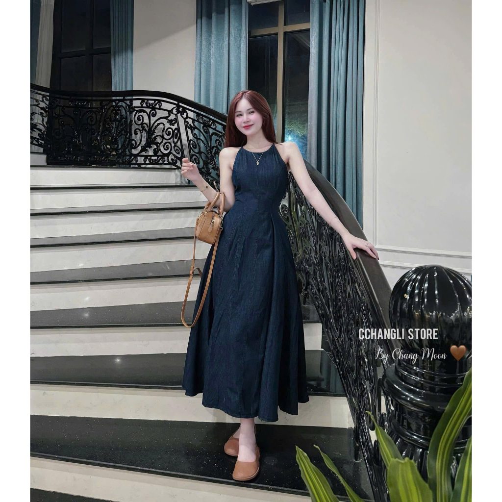 ⋆ กระดาษสีเขียวเข้ม JEAN COLLAR DRESS SP022844 . ̊  Hoa Toc MEOINDAHOUSE
