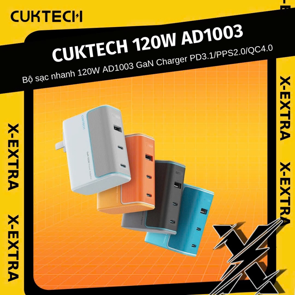 Cuktech 120W AD1003 GaN Charger PD3.1/PPS2.0/QC4.0/Mi Turbo 120W - 18 เดือน