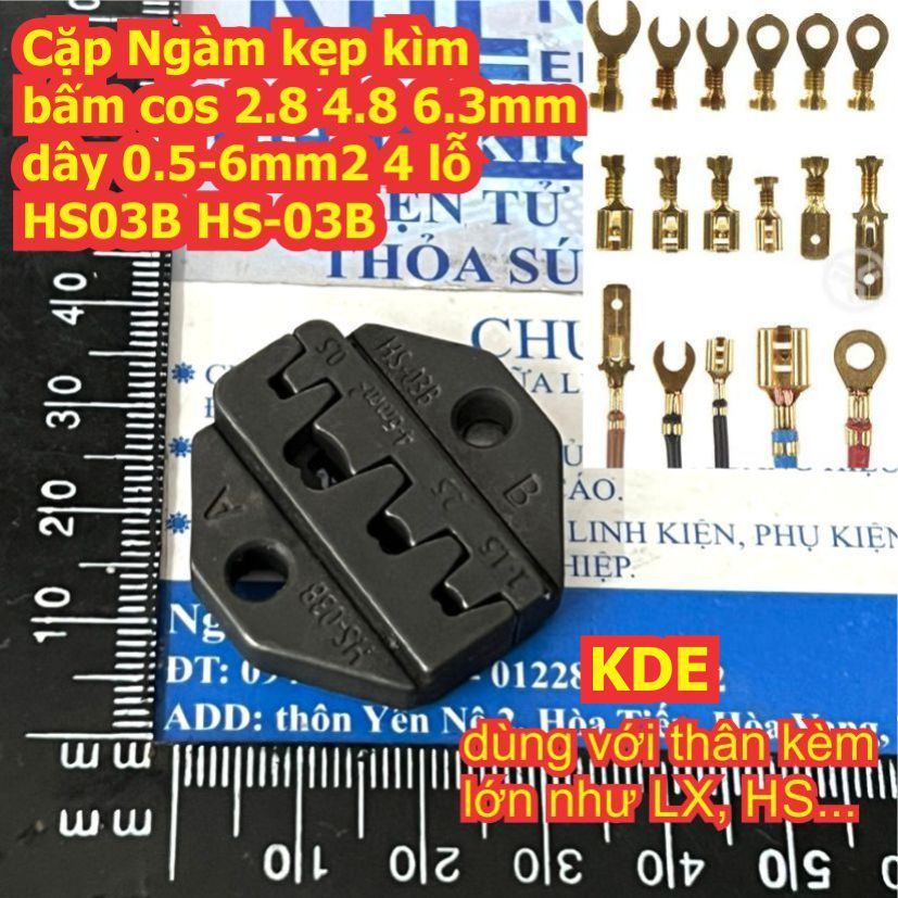 คู่ขากรรไกรแคลมป์พร้อมคีมจีบ cos 2.8 4.8 6.3 7.8 มม.ลวด 0.5-6mm2 3 / 4 รู HS03B HS-03B LX03B kde8218